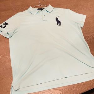 Mens Cyan Ralph Lauren Polo Slim Fit Shirt XL